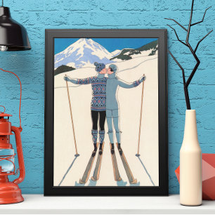 Vintage Art Deco, Älskare i Snö av George Barbier Poster