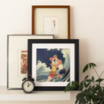 Vintage Art Deco Älskare Kiss i Vågar vid Beach Poster<br><div class="desc">Vintage illustrerar bilden av konsten deco kärlek och romantik med ett ungt par som kramar och kysser under surfan,  en havsvåg vid stranden. Konstnär: George Barbier,  c. 1921</div>