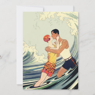 Vintage Art Deco, Älskare Kiss vid stranden
