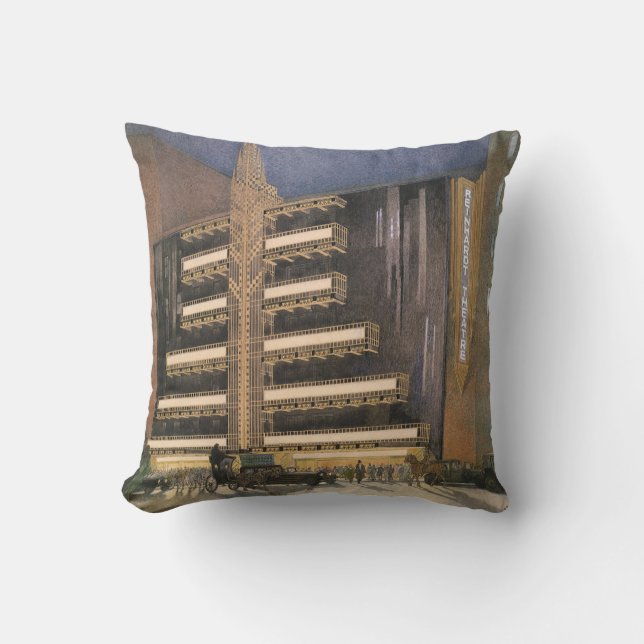 Vintage Art Deco-arkitektur, Byggnad i NYC Kudde (Framsida)