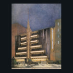 Vintage Art Deco-arkitektur, Byggnad i NYC Poster<br><div class="desc">Vintage illustration art deco-arkitektonbilden av fasaden för det föreslagna byggnaden i Max Reinhardt i New York City.</div>