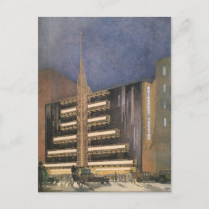 Vintage Art Deco-arkitektur, Byggnad i NYC Vykort