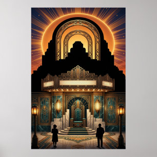 Vintage Art Deco Biografentré Guld & Marmor Poster