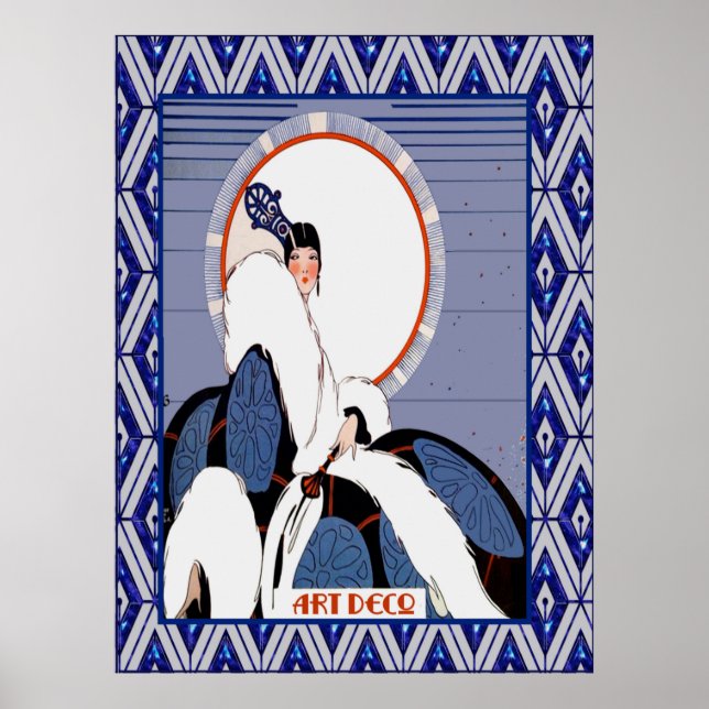 Vintage Art Deco (blå) Poster (Framsidan)