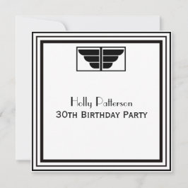 Vintage Art Deco Black White Ram #2 SQ Birthday Inbjudningar