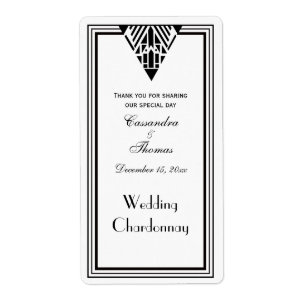 Vintage Art Deco Black Wht Ram #1 V Vin Flaska Fraktsedel