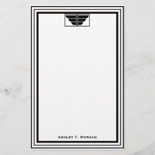 Vintage Art Deco Black Wht Ram #2, Personlig Brevpapper