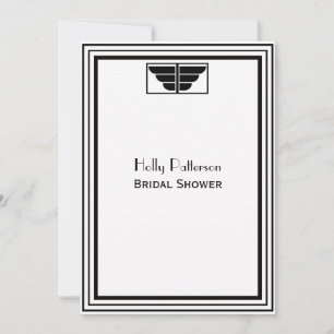 Vintage Art Deco Blk Wht Ram #2 V Möhippa Inbjudningar