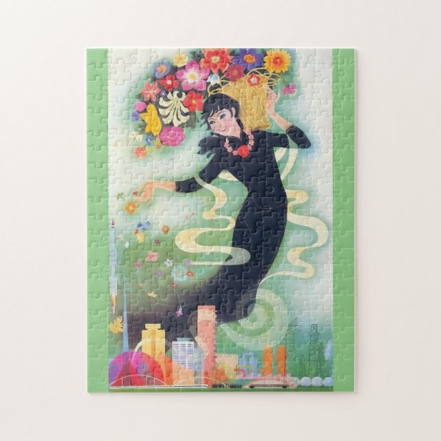 Vintage Art Deco-blomma Pussel (Vertikal)