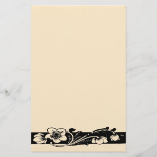 Vintage Art Deco Blommigt Gräns Brevpapper