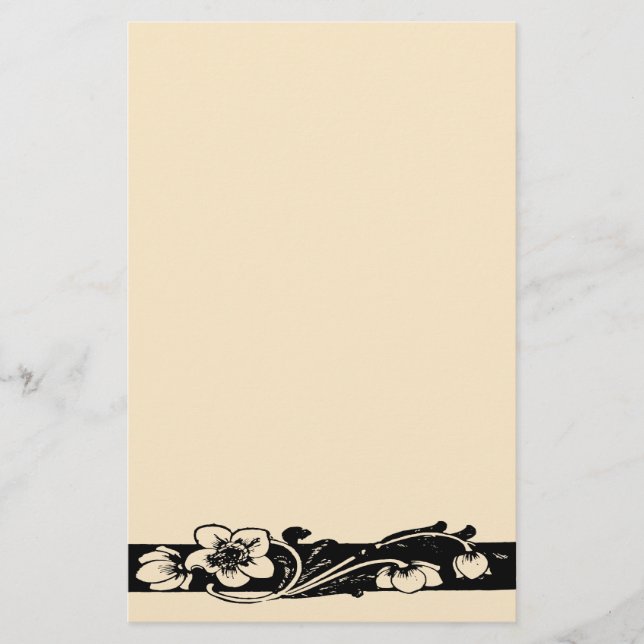 Vintage Art Deco Blommigt Gräns Brevpapper (Framsida)