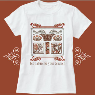 Vintage Art Deco Blommigt Pinecones T Shirt