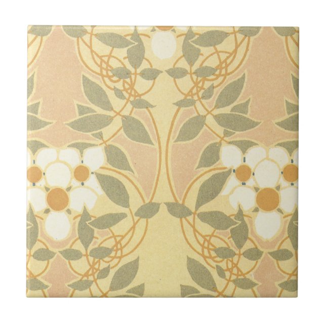 vintage art deco blommönster kakelplatta (Framsidan)