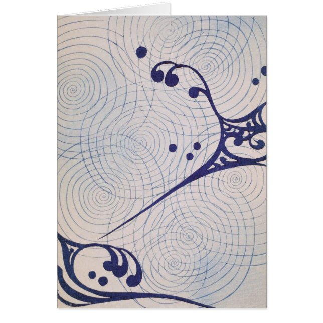 Vintage Art Deco Blue Vinkarare Hälsningskort (Framsidan)