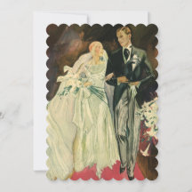 Vintage Art Deco Bride och Groom Newlyweds Bröllop