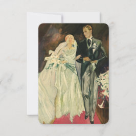 Vintage Art Deco Bride och Groom Newlyweds Bröllop OSA Kort