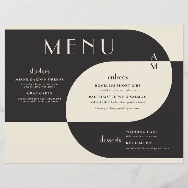 Vintage Art Deco Bröllop Black Cream (Framsida)