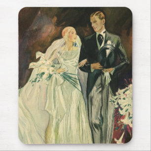 Vintage Art Deco Bröllop Bride och Groom Newlyweds Musmatta