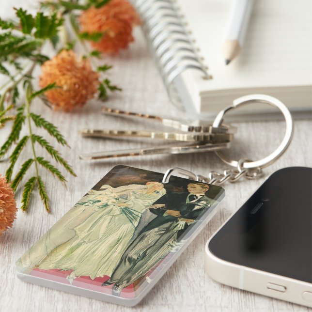 Vintage Art Deco Bröllop Brud och Brudgum Nygifta (Högra Framsidan)