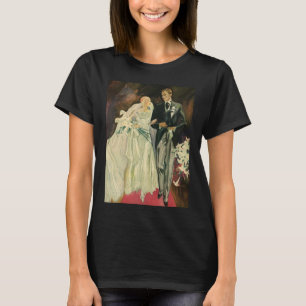 Vintage Art Deco Bröllop Brud och Brudgum Nygifta Tee