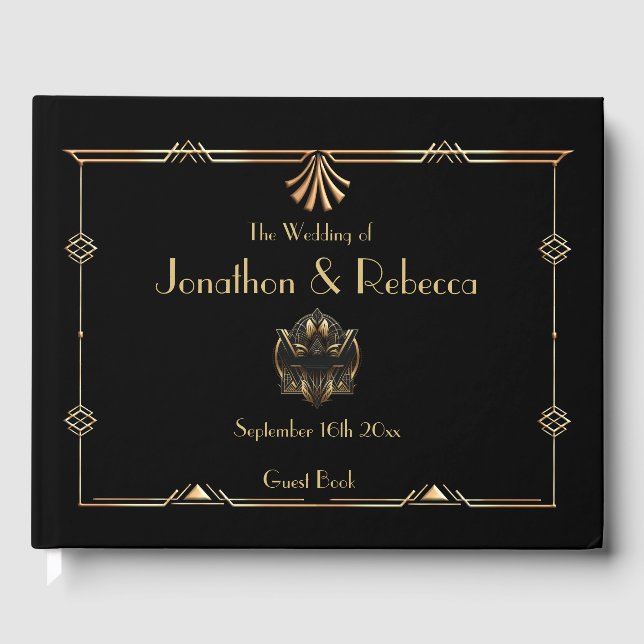 Vintage Art Deco bröllop Gästböcker (Framsida)