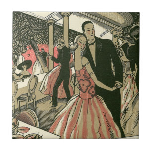 Vintage Art Deco Bröllop, Newlyweds First Dance Kakelplatta