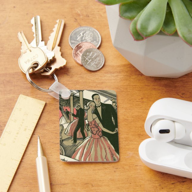 Vintage Art Deco Bröllop, Newlyweds First Dance Nyckelring (Skrivbord)