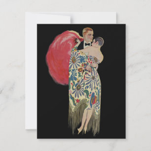 Vintage Art Deco Bröllop, Nygifta Älskande Dansar Inbjudningar
