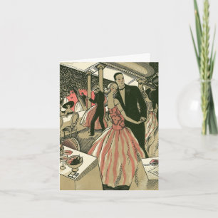 Vintage Art Deco Bröllop, Nygifta Första Dans Tack Kort