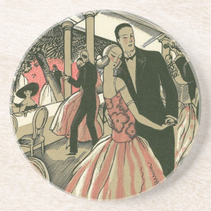 Vintage Art Deco Bröllop, Nygifta Första Dans Underlägg