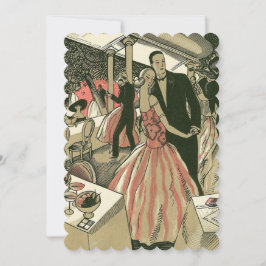 Vintage Art Deco Bröllop, Nygifta Första Dansen Inbjudningar