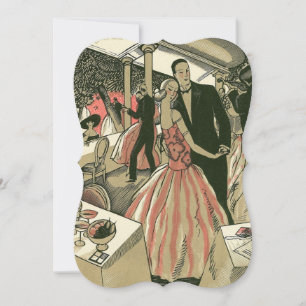 Vintage Art Deco Bröllop, Nygifta Första Dansen Inbjudningar