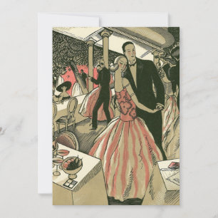 Vintage Art Deco Bröllop, Nygifta Första Dansen Inbjudningar
