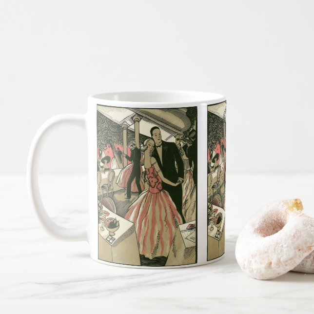 Vintage Art Deco Bröllop, Nygifta Första Dansen Kaffemugg (Med munk)