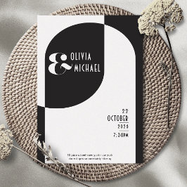 Vintage Art Deco Bröllop White Black Investigation Inbjudningar