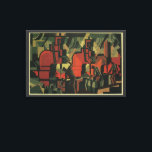 Vintage Art Deco Business Industrial Manufacturing Canvastryck<br><div class="desc">Vintage illustration art deco industrifabrik och arbetsdesign med en ståltillverkningsscen. Manar,  arbetare,  tillverkare och maskiner arbetar för att få jobbet gjort.</div>