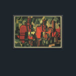 Vintage Art Deco Business Industrial Manufacturing Canvastryck<br><div class="desc">Vintage illustration art deco industrifabrik och arbetsdesign med en ståltillverkningsscen. Manar,  arbetare,  tillverkare och maskiner arbetar för att få jobbet gjort.</div>