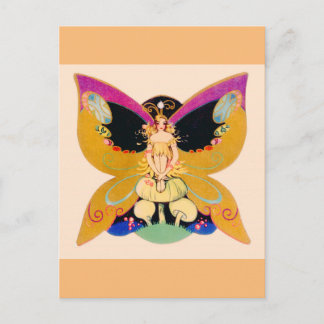 Vintage Art deco butterfly fairy Vykort