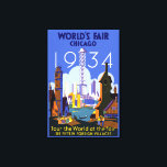 Vintage Art Deco Chicago 1934 World's Fair Poster Canvastryck<br><div class="desc">Jag hittade den vackra Vintagen Chicago 1934 World's Fair Poster och trodde att den skulle göra ett vykort för fantastisk. Finns även som en bildutskrift.</div>