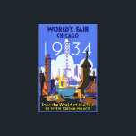 Vintage Art Deco Chicago 1934 World's Fair Poster Canvastryck<br><div class="desc">Jag hittade den vackra Vintagen Chicago 1934 World's Fair Poster och trodde att den skulle göra ett vykort för fantastisk. Finns även som en bildutskrift.</div>