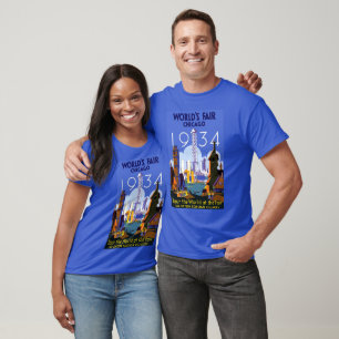 Vintage Art Deco Chicago 1934 World's Fair Poster T Shirt