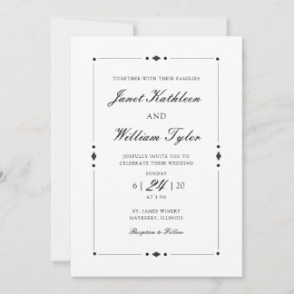 Vintage Art Deco Classic Wedding bjudande
