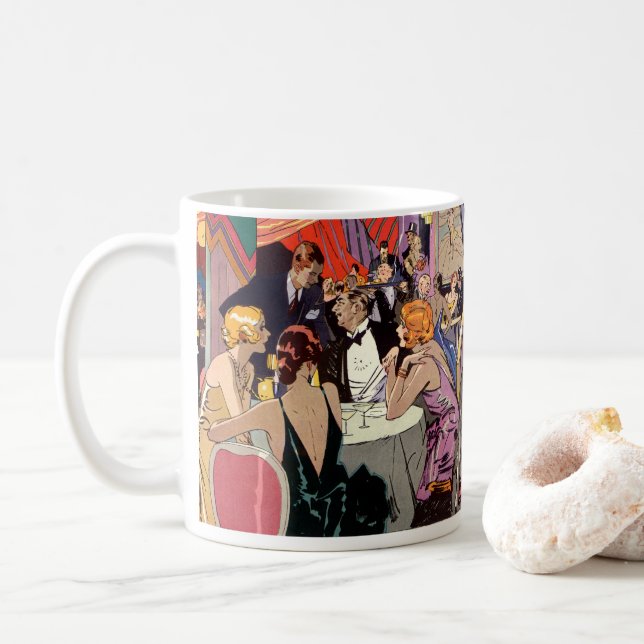 Vintage Art Deco Cocktail Party i Nightklubb Kaffemugg (Med munk)