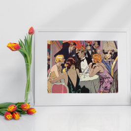 Vintage Art Deco Cocktail Party i Nightklubb Poster