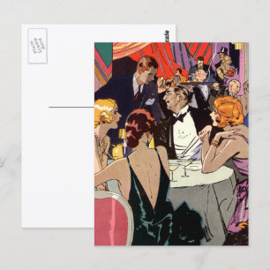 Vintage Art Deco cocktailparty på nattklubb Vykort