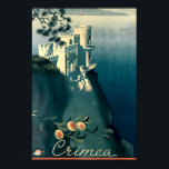 Vintage Art Deco Crimea Turism Travel Poster<br><div class="desc">Det här är ett digitalt utökat tryck av en vintage Art Deco-resekromolitografi om Krim. Vneshtorgizdat beställd av Inturi 1935. Den har Svälj Nest,  ett Neo Gothic-slott som förbiser Kap av Ai-Todor på Svarta havet.</div>