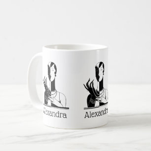 Vintage Art Deco Dam med pärlor Svart Transp Kaffemugg