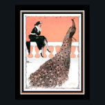 Vintage, Art Deco Dam & Peacock Poster<br><div class="desc">Mycket fin,  vintage,  Art Deco skriver ut "Dam & Peacock" i peachi/koral,  svart och vitt. Standard 11x14 visas här. Finns även i standardstorlekar på 8x10,  16x20,  anpassningsbar och arbetsyta.</div>