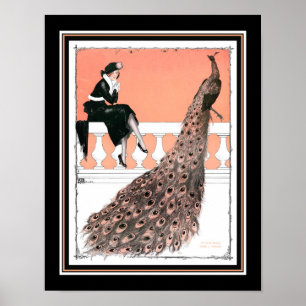 Vintage, Art Deco Dam & Peacock Poster