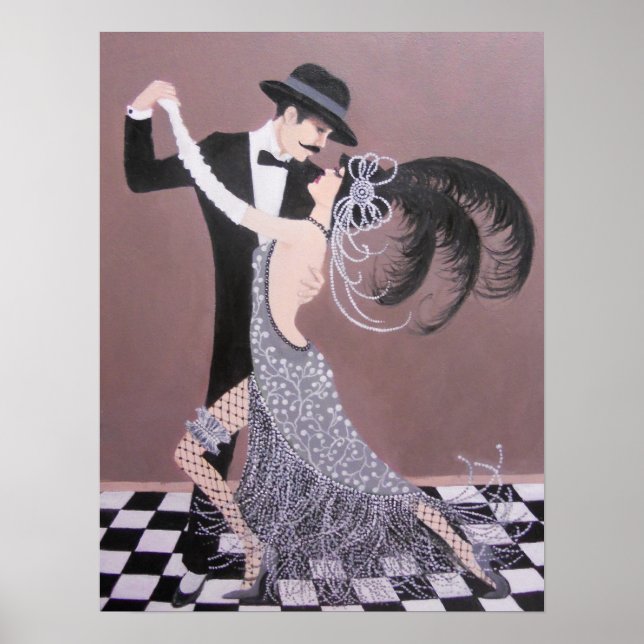 VINTAGE ART DECO DANCERS POSTER (Framsidan)